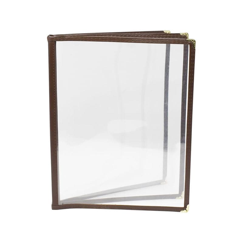 Omcan 39805 Porte-menu brun à trois pages de 9 1/2″ x 11 3/4″
