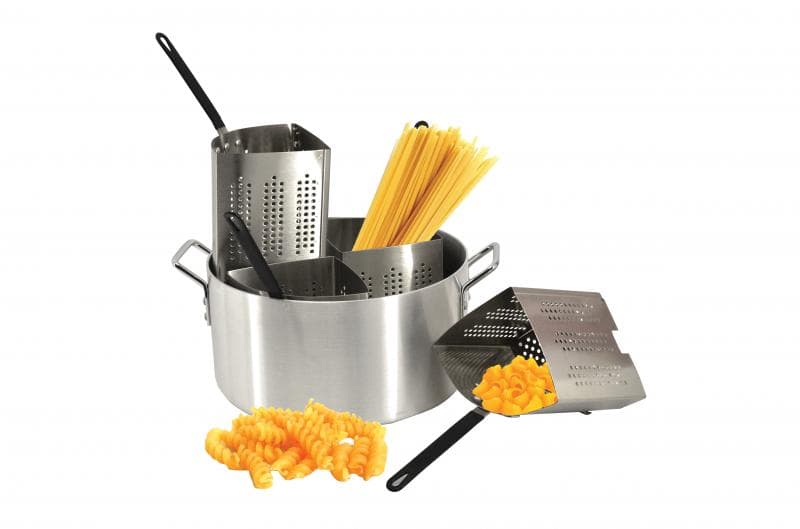 Omcan 40515 Ensemble de cuiseur à pâtes en aluminium de 20 pintes avec 4 inserts en acier inoxydable