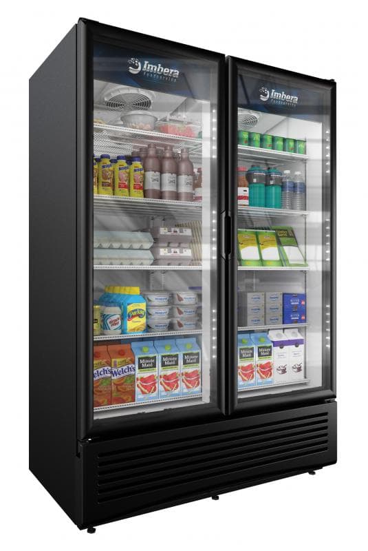 Omcan 41218 Réfrigérateur Imbera de 54″ à deux (2) portes vitrées, 41 pi³ (1 161 L), noir