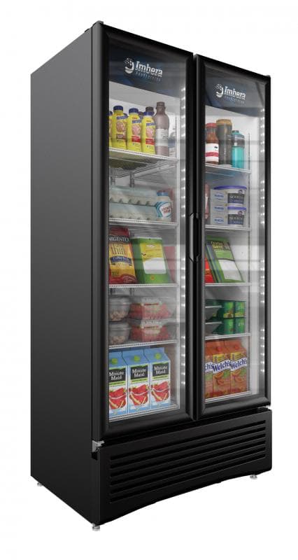 Omcan 41219 Imbera 40″ Two (2) Glass Door Refrigerator, 26 cu.ft. (736 L), Black