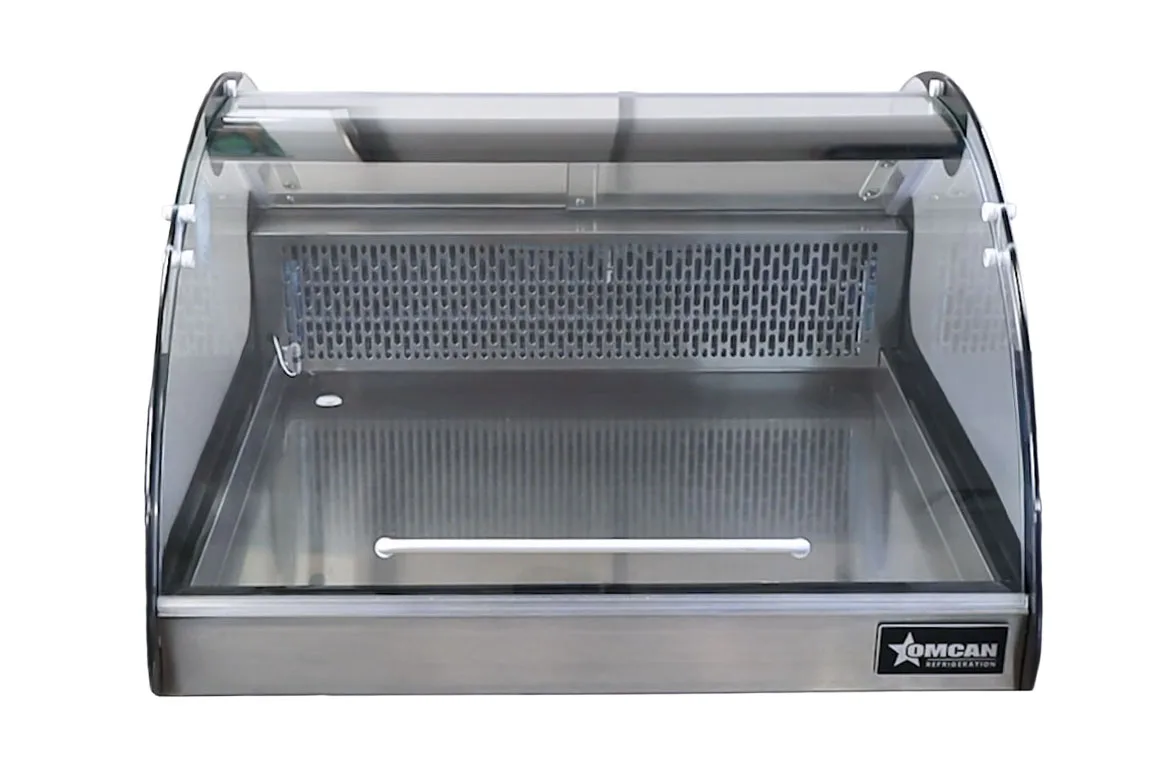 Omcan 43074 Vitrine réfrigérée de comptoir de 27″ à vitre courbée, 4,2 pi³ (118 L), acier inoxydable