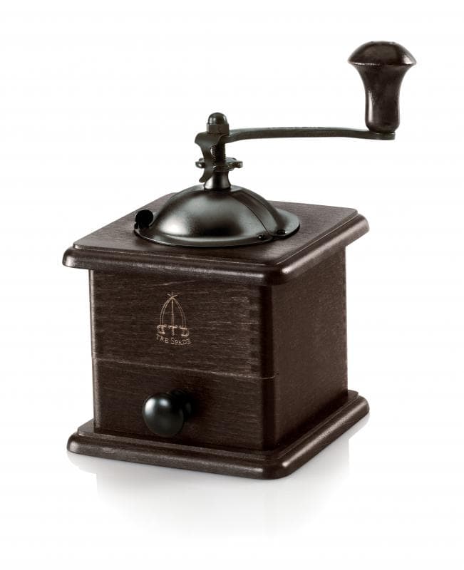 Omcan 43678 Dark Square Beech Wood and Steel Sheet Manual Traditional Coffee Grinder