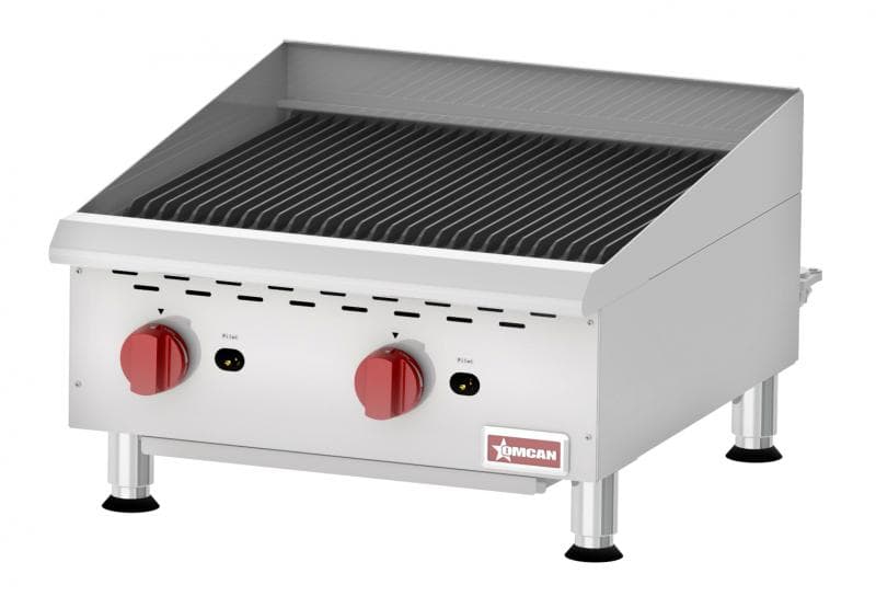 Omcan 43727 Gril à charbon radiant au gaz de comptoir Elite de 24″, 2 brûleurs, 80 000 BTU