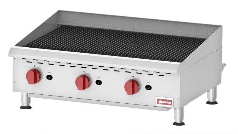 Omcan 43728 Gril à charbon radiant au gaz de comptoir Elite de 36″, 3 brûleurs, 120 000 BTU