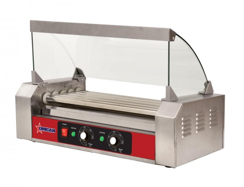 Omcan 44154 Glass Sneeze Guard for Hot Dog Roller with 9 Rollers