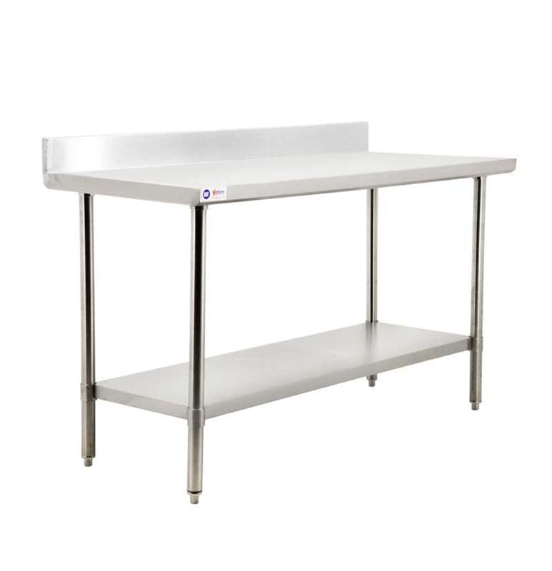 Omcan 44345 30″ x 48″ 20 Gauge 430 All Stainless Steel Work Table with Backsplash