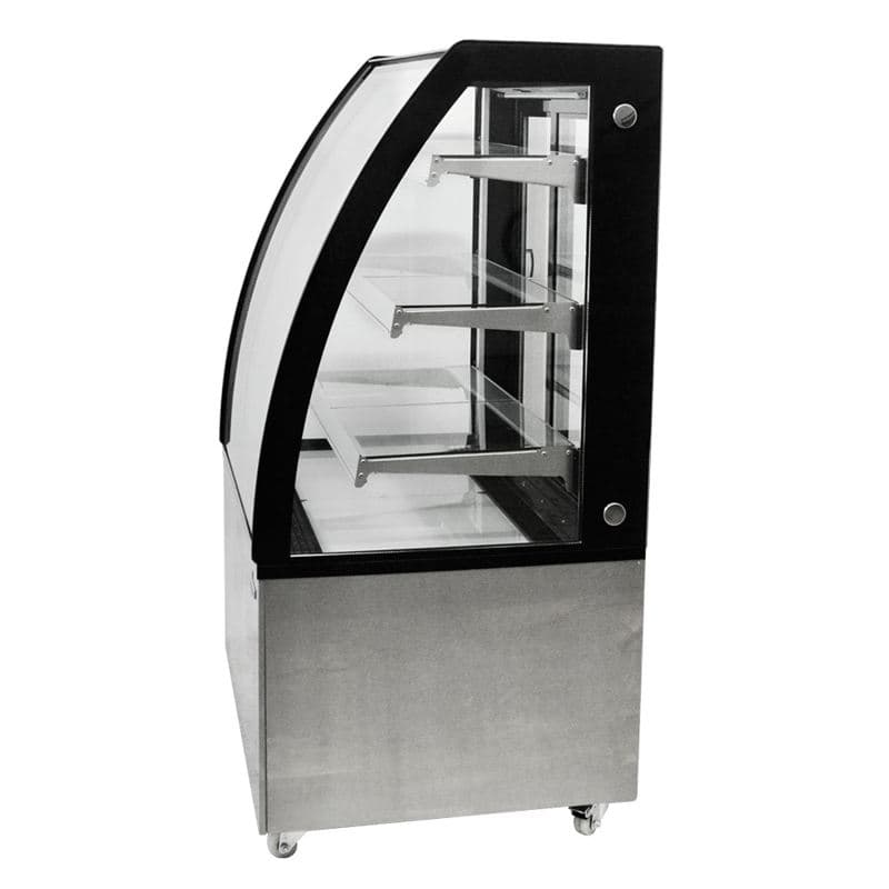 Omcan 44387 36" Three (3) Shelf Curved Glass Floor Refrigerated Showcase, 10.95 cu.ft. (310 L), Stainless Steel