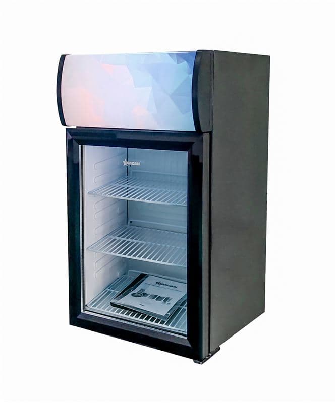 Omcan 44528 16″ One (1) Glass Door Countertop Display Refrigerator, 1.41 cu.ft (40 Liter), Black
