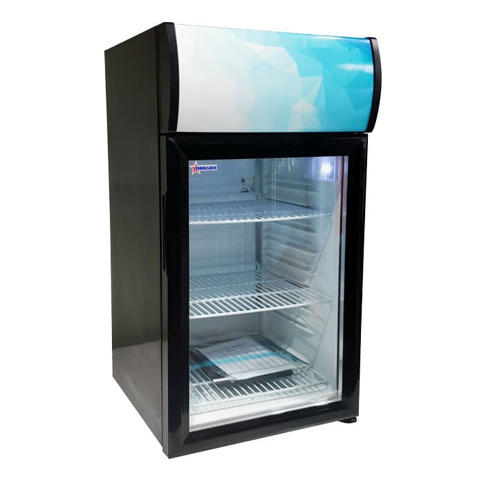 Omcan 44529 17″ One (1) Glass Door Countertop Display Refrigerator, 1.84 cu.ft. (52 Liter), Black