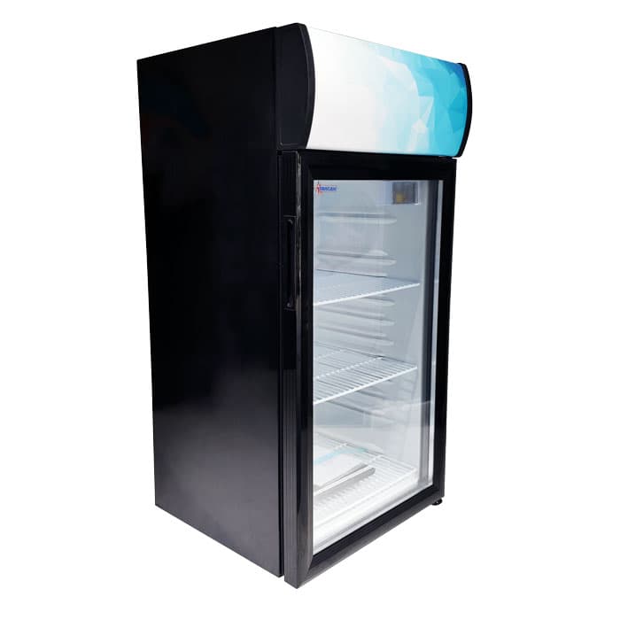 Omcan 44530 18″ One (1) Glass Door Countertop Display Refrigerator, 2.82 cu.ft. (80 L), Black