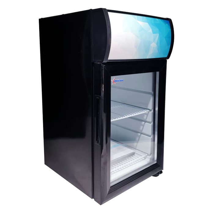 Omcan 44575 Réfrigérateur vitrine de comptoir de 13″ à une (1) porte vitrée avec caisson lumineux, 0,75 pi³ (21 L), noir