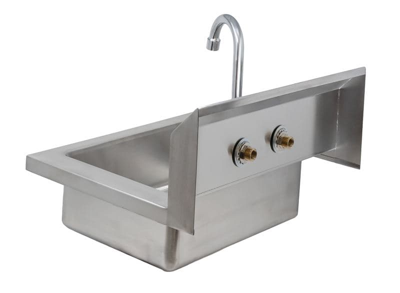 Omcan 44585 Fabricated Hand Sink with 4″ Gooseneck Faucet and Drain Basket