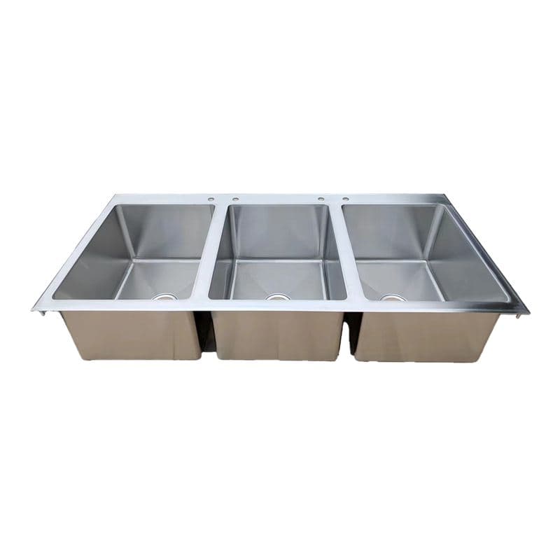 Omcan 44604 16″ x 20″ x 12″ Stainless Steel Triple Drop in Sink with Flat Top