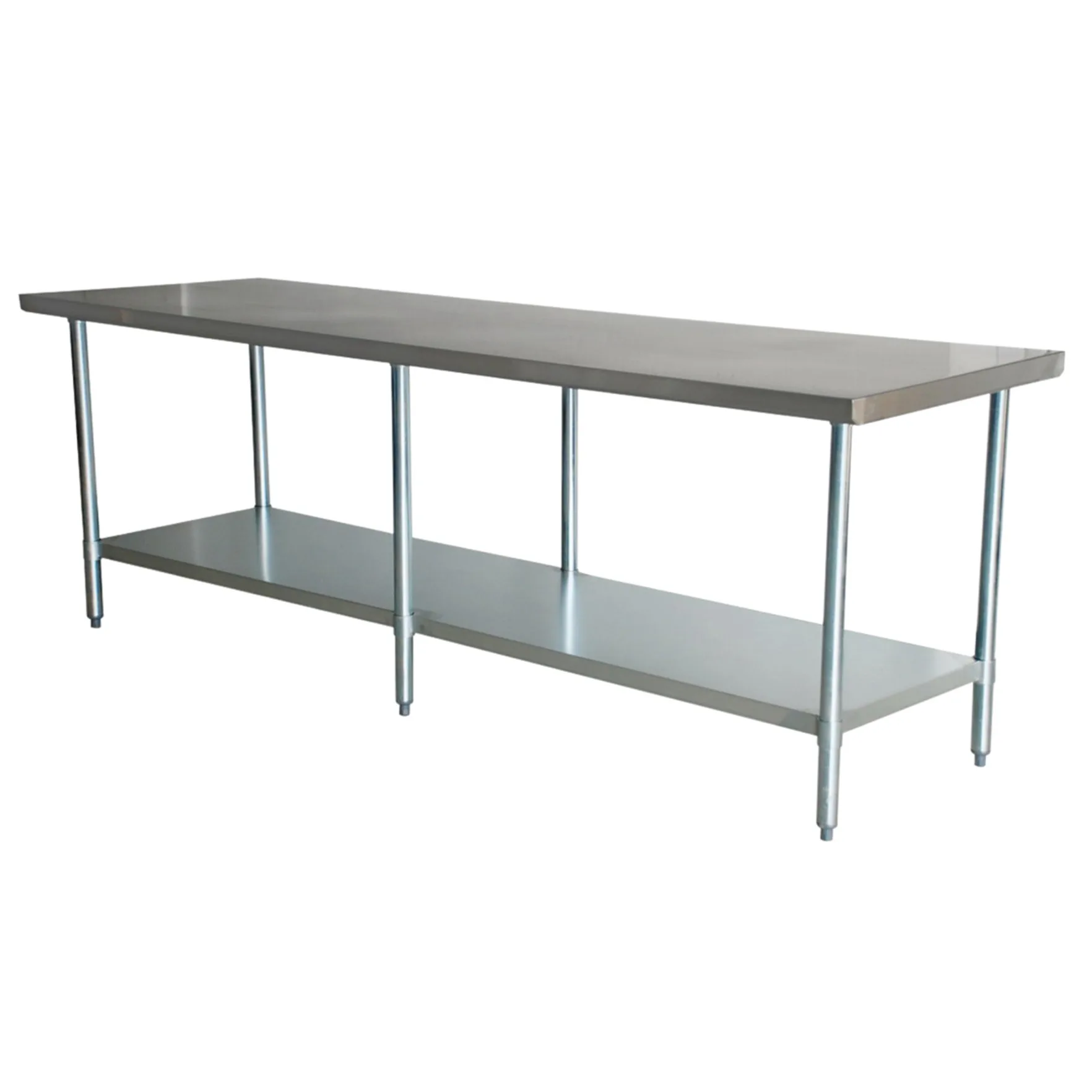Omcan 45155 30″ x 108″ 20 Gauge 430 All Stainless Steel Worktable with Stainless Steel Undershelf and Legs