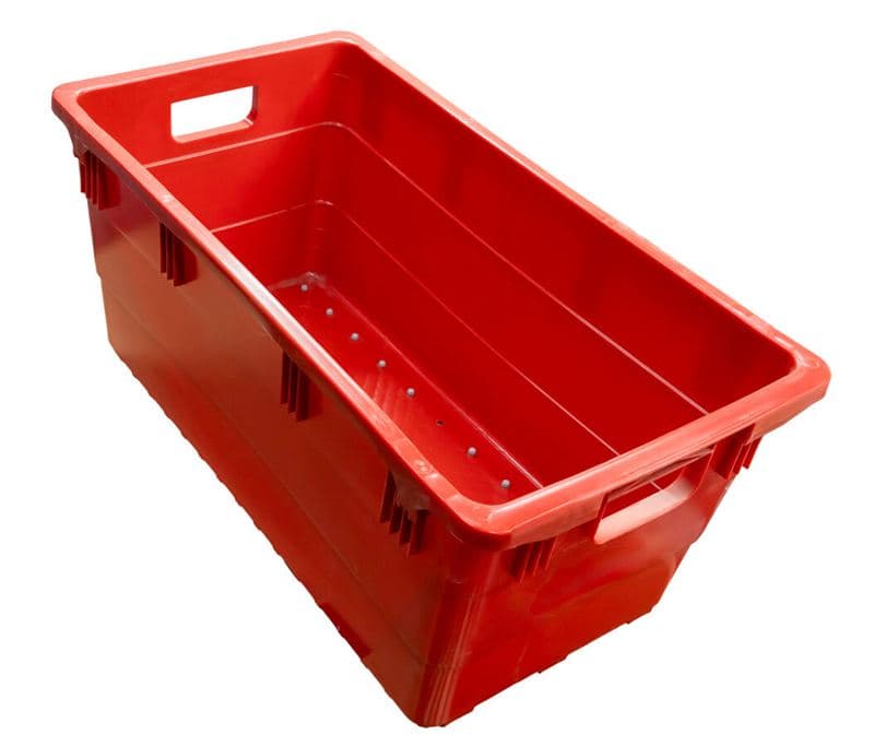 Omcan 46169 Bac à débarrasser en polyéthylène rouge de 28″ x 15″ x 12 1/2″ avec poignées ouvertes