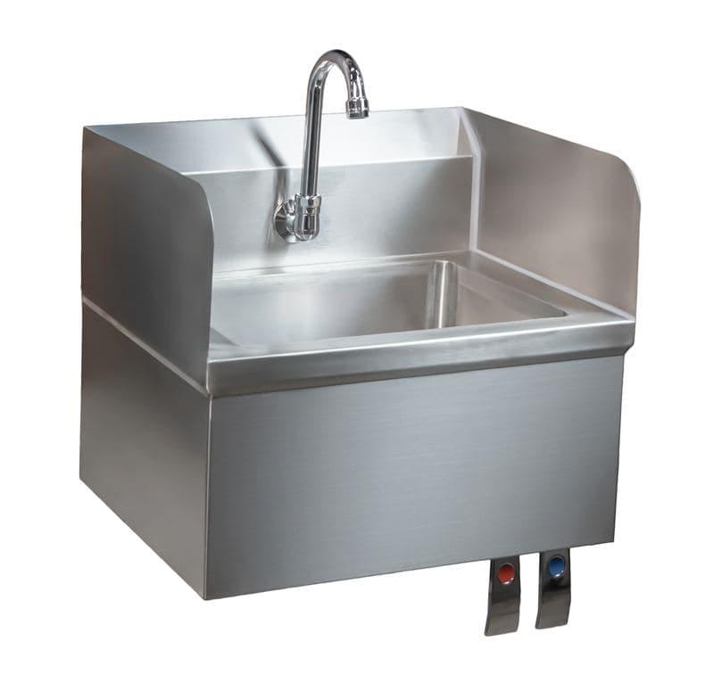 Omcan 46512 Lavabo fabriqué sur mesure avec valve à genou et côtés protecteurs