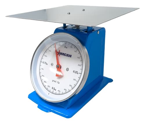 Omcan 46752 Balance à ressort à cadran de 1 kg de capacité avec plateau en acier inoxydable