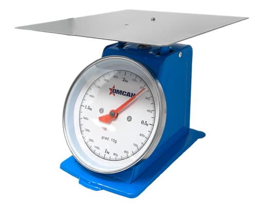 Omcan 46753 Balance à ressort à cadran de 2 kg de capacité avec plateau en acier inoxydable