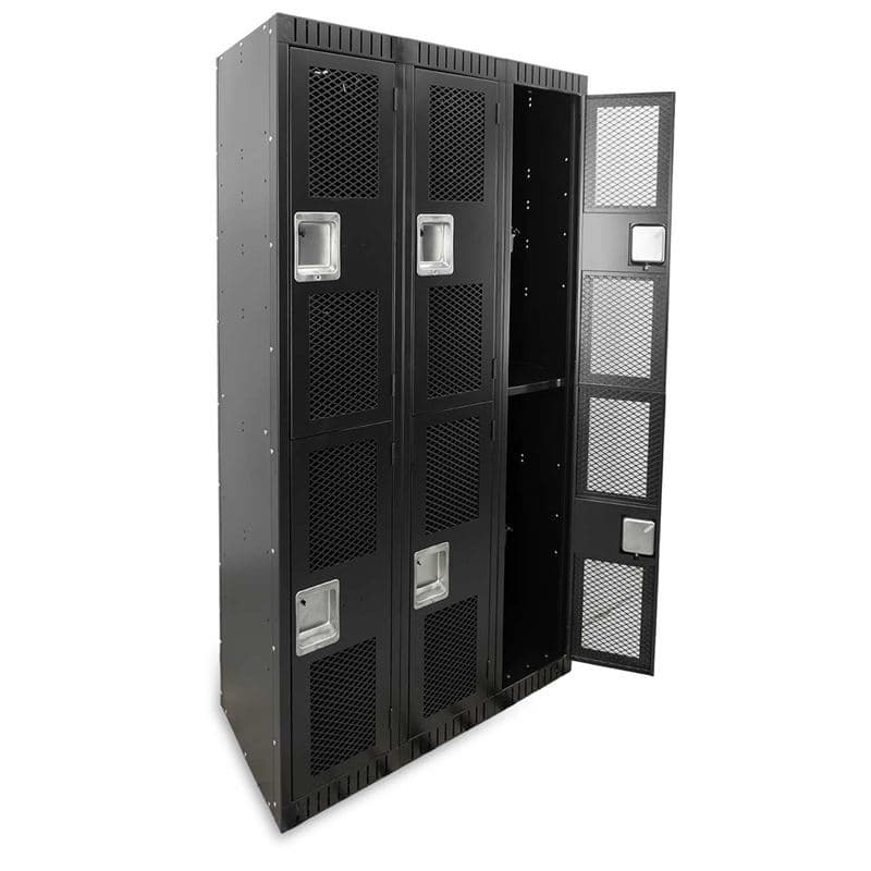 Omcan 46871 Casier en acier à 2 niveaux et 3 colonnes avec portes en mailles – noir