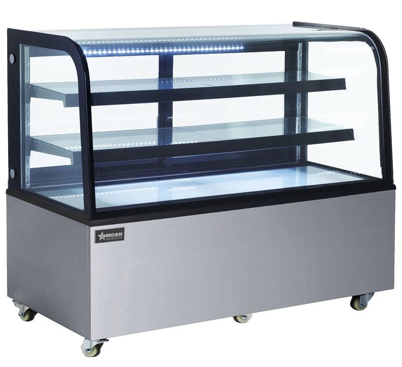 Omcan 47104 Vitrine à pâtisseries non réfrigérée de 60″ à deux (2) tablettes, 18 pi³ (500 L)