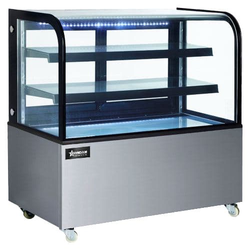 Omcan 47105 60" Two (2) Shelf Curved Edge Refrigerated Floor Display Case, 18 cu.ft. (500 L)