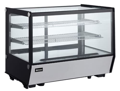Omcan 47278 35″ Two (2) Shelf Square Glass Countertop Refrigerated Showcase, 5.65 cu.ft. (160 L), Stainless Steel