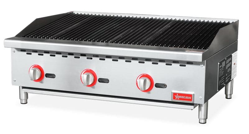 Omcan 47378 Gril à charbon radiant au gaz de 36″, 3 brûleurs, 105 000 BTU