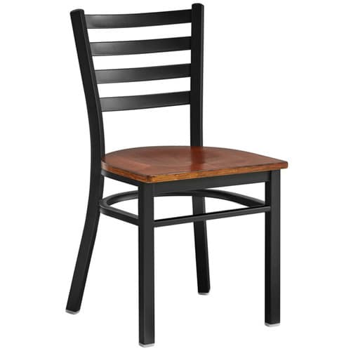 Omcan 47594 69742 Chaise en métal à dossier en échelle avec siège en bois de noyer