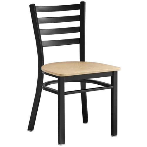 Omcan 47594 69745 Chaise en métal à dossier en échelle avec siège en bois naturel