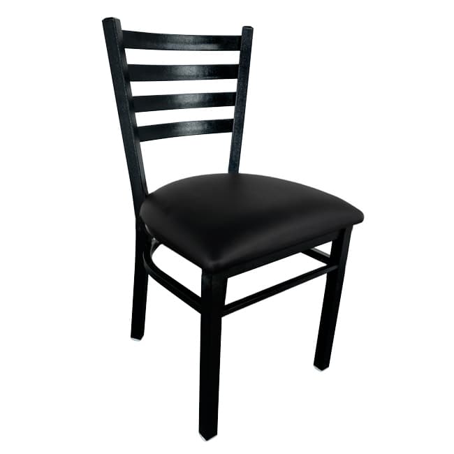 Omcan 47594 76554 Chaise en métal à dossier en échelle, fini noir, avec siège en vinyle noir