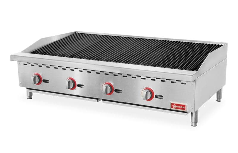 Omcan 47766 48″ Countertop Radiant Gas Charbroiler, 4 burners, 140,000 BTU