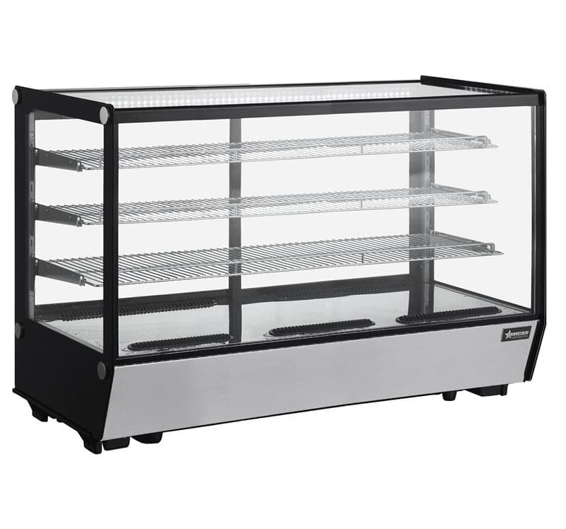 Omcan 47965 60″ Three (3) Shelf Countertop Square Glass Refrigerated Display, 10 cu.ft. (277 Liters)