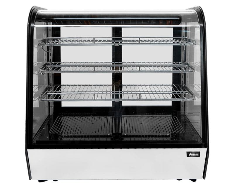 Omcan 47967 Vitrine réfrigérée de comptoir de 48″ à trois (3) tablettes et vitre courbée, 8 pi³ (225 L)