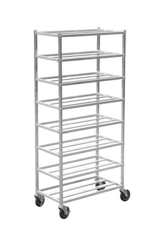 Omcan 48244 Chariot universel en aluminium pour plateaux à viande de 10″ x 30″ et 12″ x 30″, 8 glissières, espacement de 8″