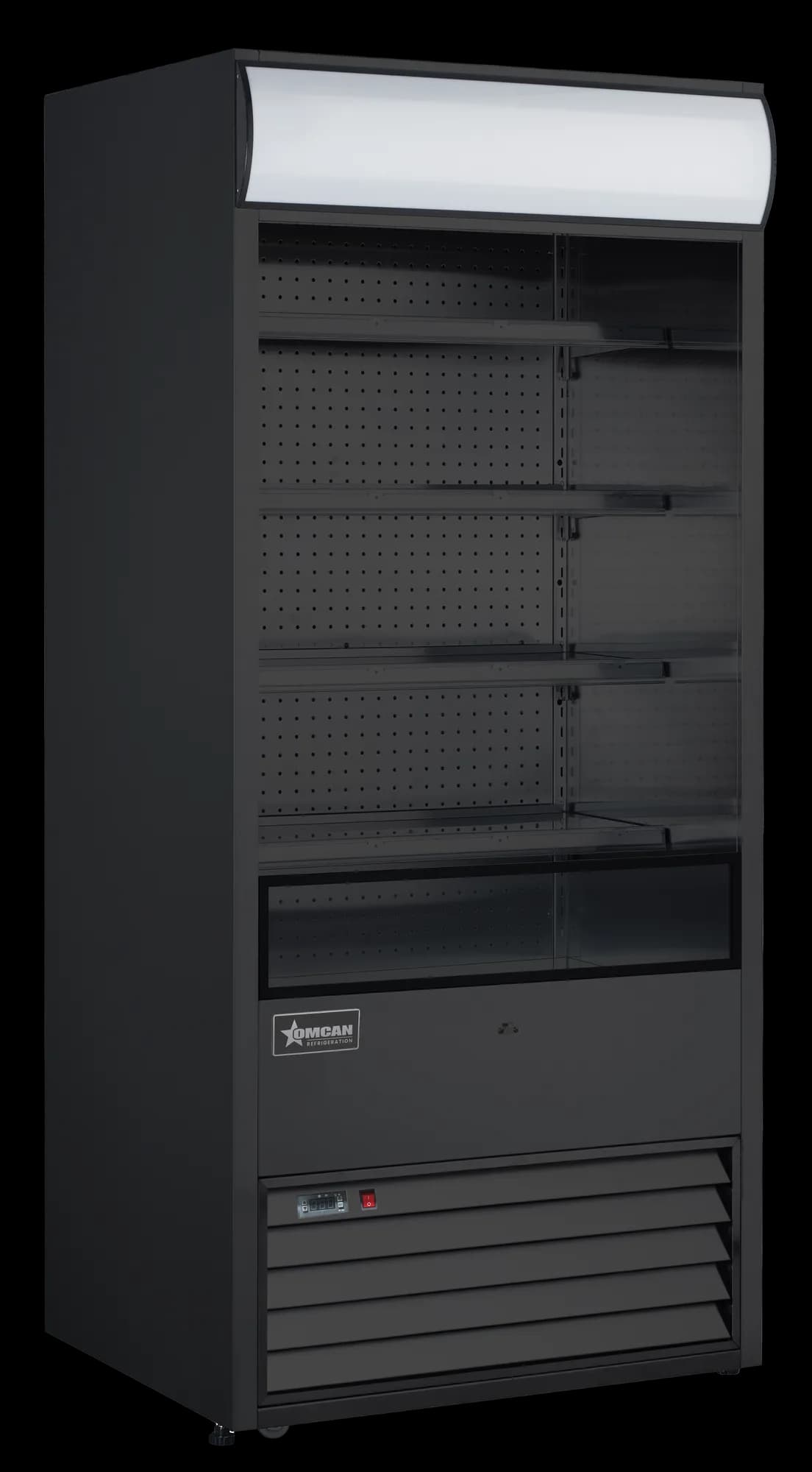 Omcan 48265 Vitrine réfrigérée ouverte libre-service Grab and Go sur pied de 36″ à quatre (4) tablettes, 18,7 pi³ (530 L), noir