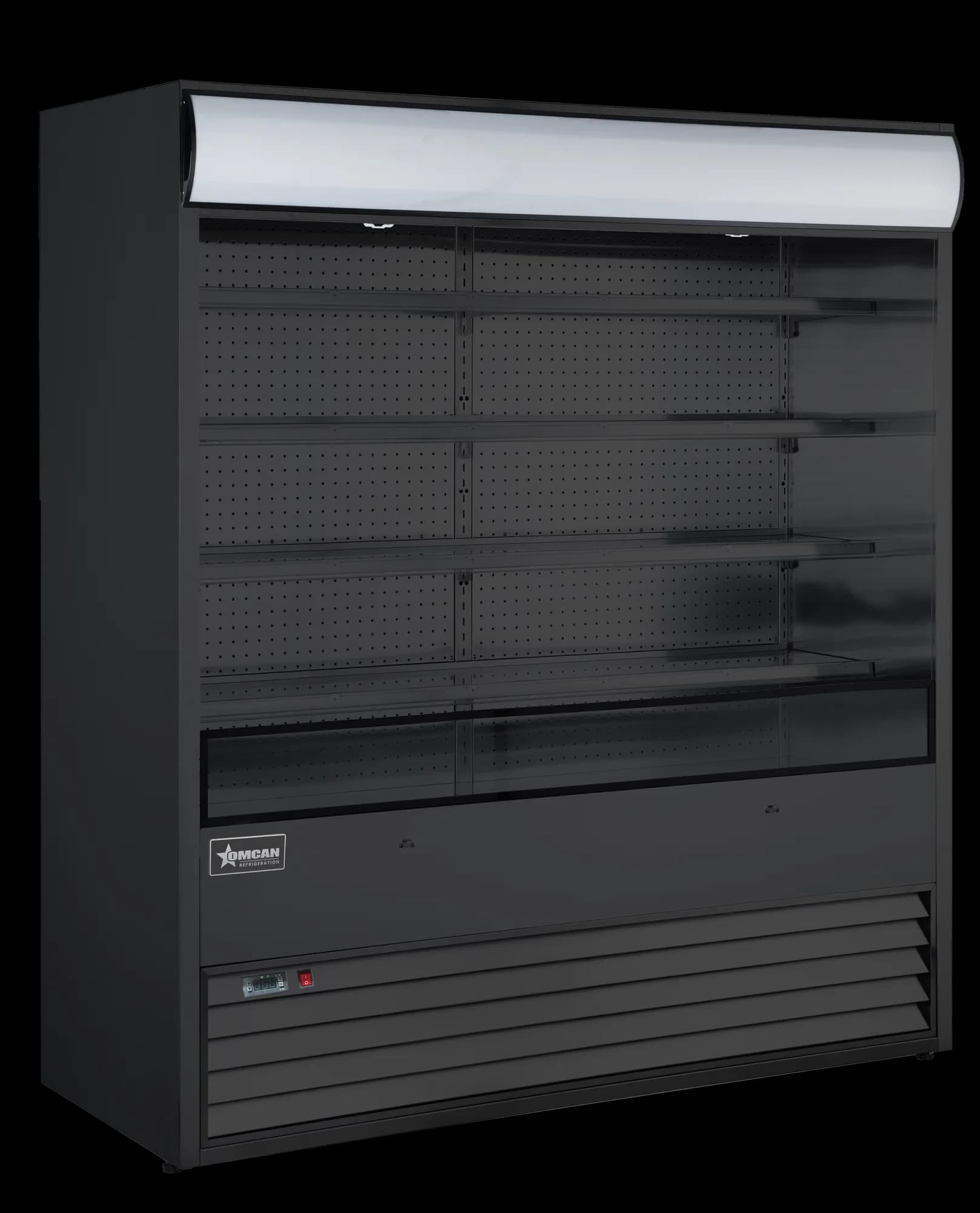 Omcan 48269 Vitrine réfrigérée ouverte libre-service Grab and Go sur pied de 72″ à quatre (4) tablettes, 37 pi³ (1 048 L), noir