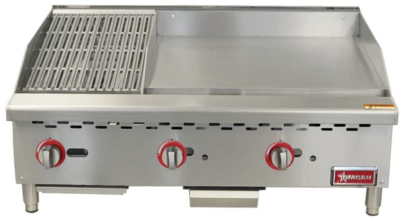 Omcan 48296 36″ Countertop Gas Combination Charbroiler and Griddle Combo- 95,000 BTU