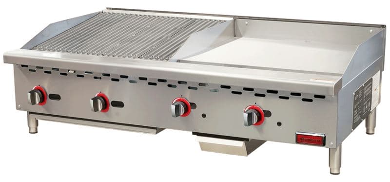 Omcan 48297 48″ Countertop Gas Combination Charbroiler and Griddle Combo- 130,000 BTU