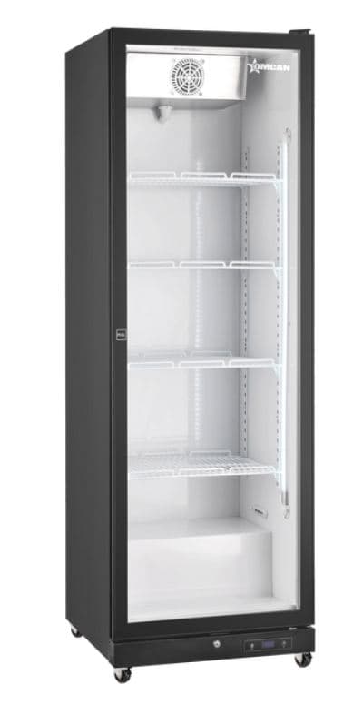Omcan 48382 Réfrigérateur vitrine de 26″ à une (1) porte vitrée avec éclairage DEL, 16 pi³ (450 L), noir