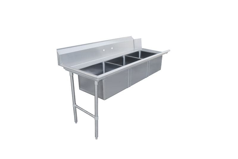 Omcan 48495 Table à vaisselle sale de 72″ avec trois éviers – côté gauche