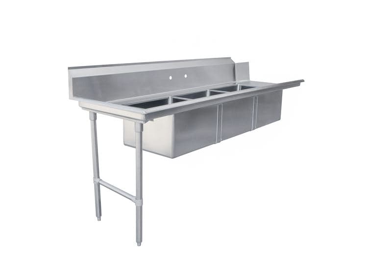 Omcan 48497 84" Left Side Soiled Dish Table with Three Sinks