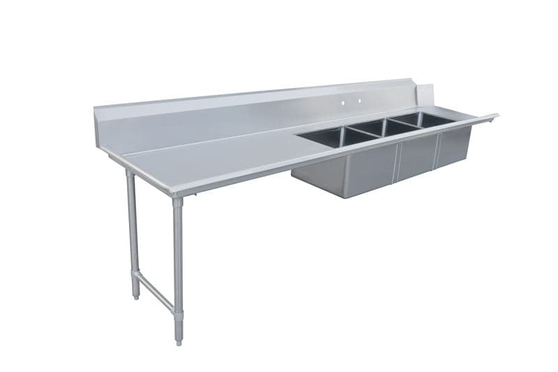 Omcan 48499 96" Left Side Soiled Dish Table with Three Sinks