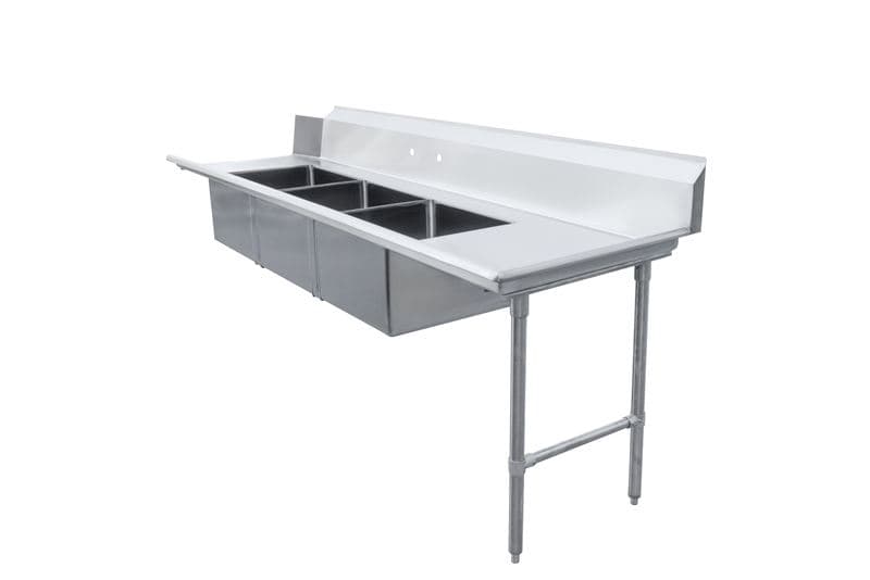 Omcan 48502 Table à vaisselle sale de 108″ avec trois éviers – côté droite