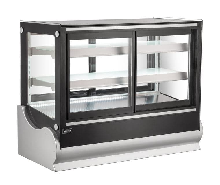 Omcan 48565 48” Two (2) Shelf Square Refrigerated Self-service Countertop Display Case, 9 cu.ft. (255 L), Black