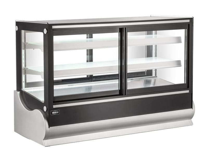 Omcan 48566 60” Two (2) Shelf Square Refrigerated Self-service Countertop Display Case, 11.4 cu.ft. (325 L), Black