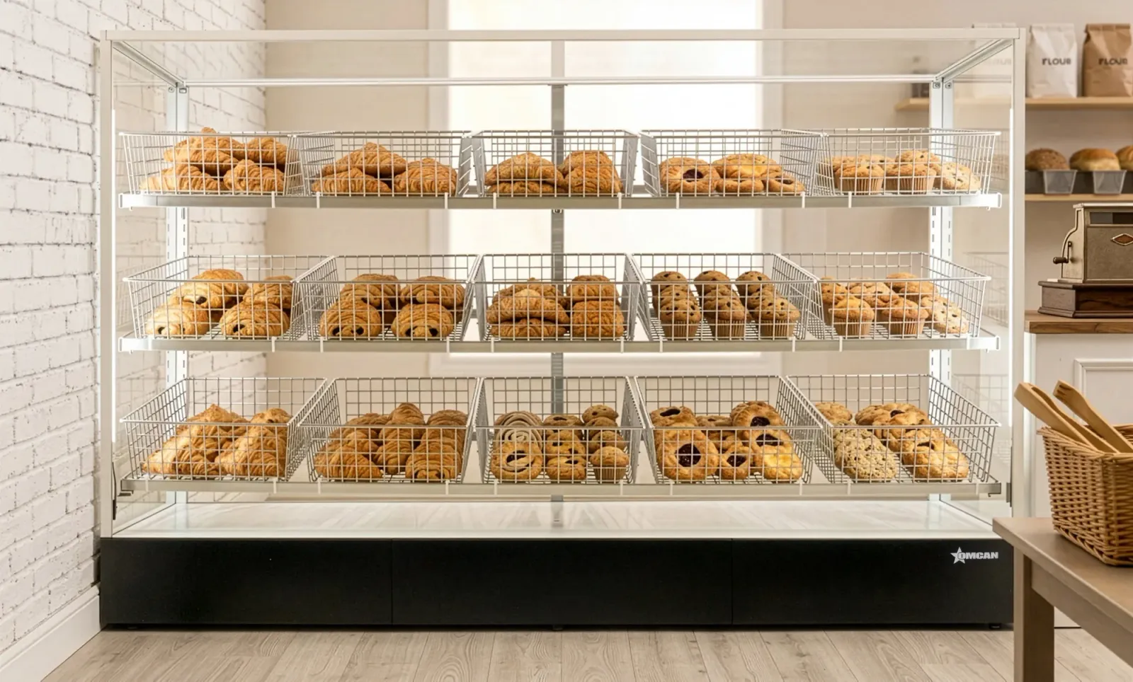 Omcan 48600 Ambient Display Case 74", 15 Baskets, Warm White