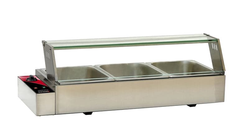 Omcan 48803 Bain-marie de 36″ avec 3 bacs demi-format – 1,5 kW, 120 V/60 Hz/monophasé