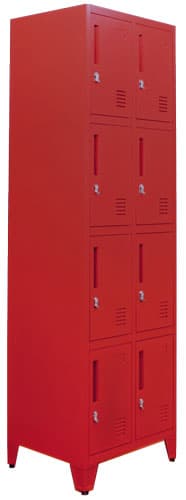 Omcan 48882 4 Tier, 2 Bank Steel Locker – Red