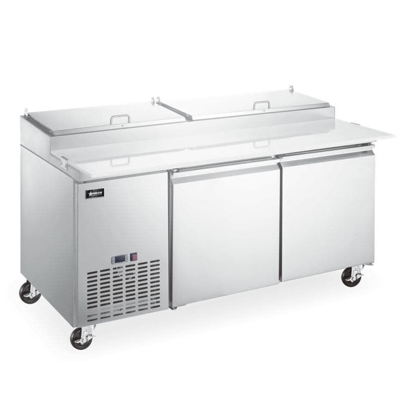 Omcan 50043 71″ Two (2) Door Refrigerated Pizza Prep Table, 17 cu.ft. (481 L), Stainless Steel