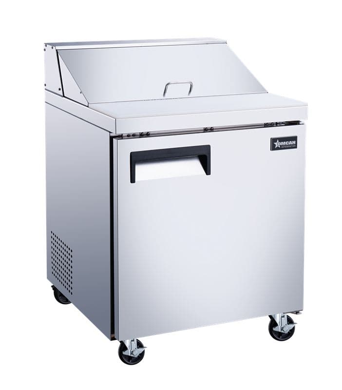 Omcan 50045 28″ One (1) Door Refrigerated Prep Table, 5.7 cu.ft. (161 L), Stainless Steel, Right Hand Opening
